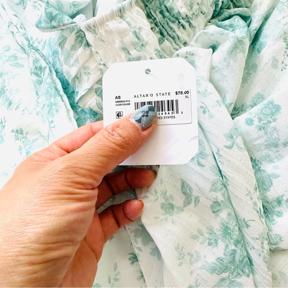 Altar'd State White and Green Floral Dress - Picture 6 of 6